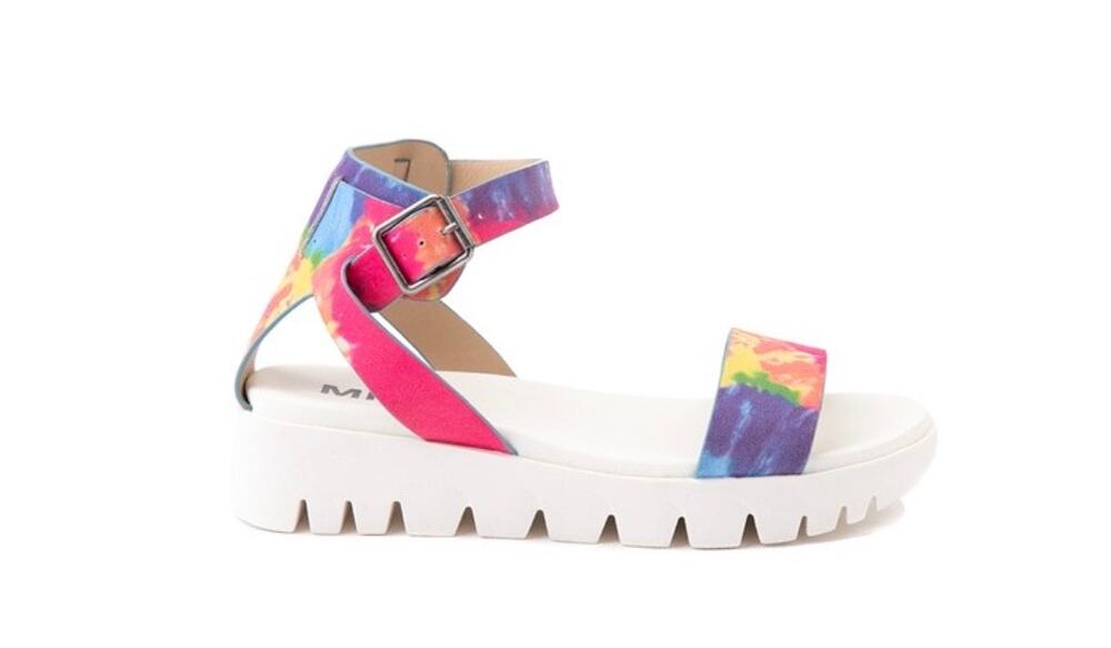 MIA Mady Platform Sandals White Tie Dye Lug Sole Ankle Strap Women Size 10 NWB